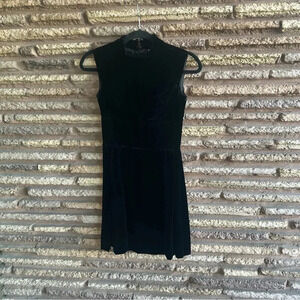 Mindy Malone for Joseph Magnin Vintage 70s Black Velvet Sleeveless Flare Dress
